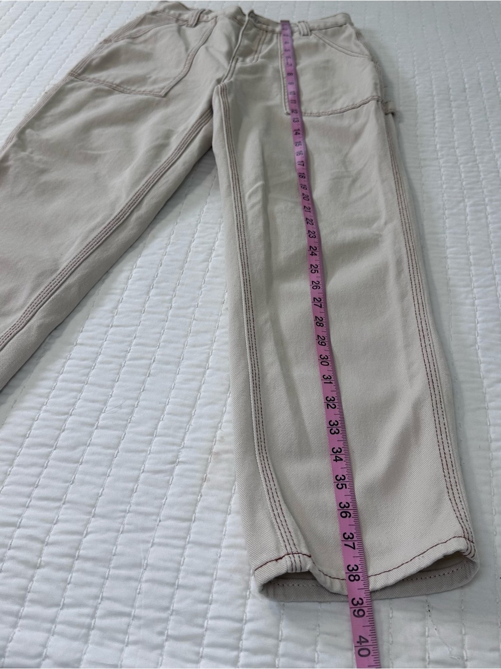 High-Rise Carpenter Jeans in Light Beige/Tan Preppy in Size 5/27 Wide Leg - Picture 4 of 14
